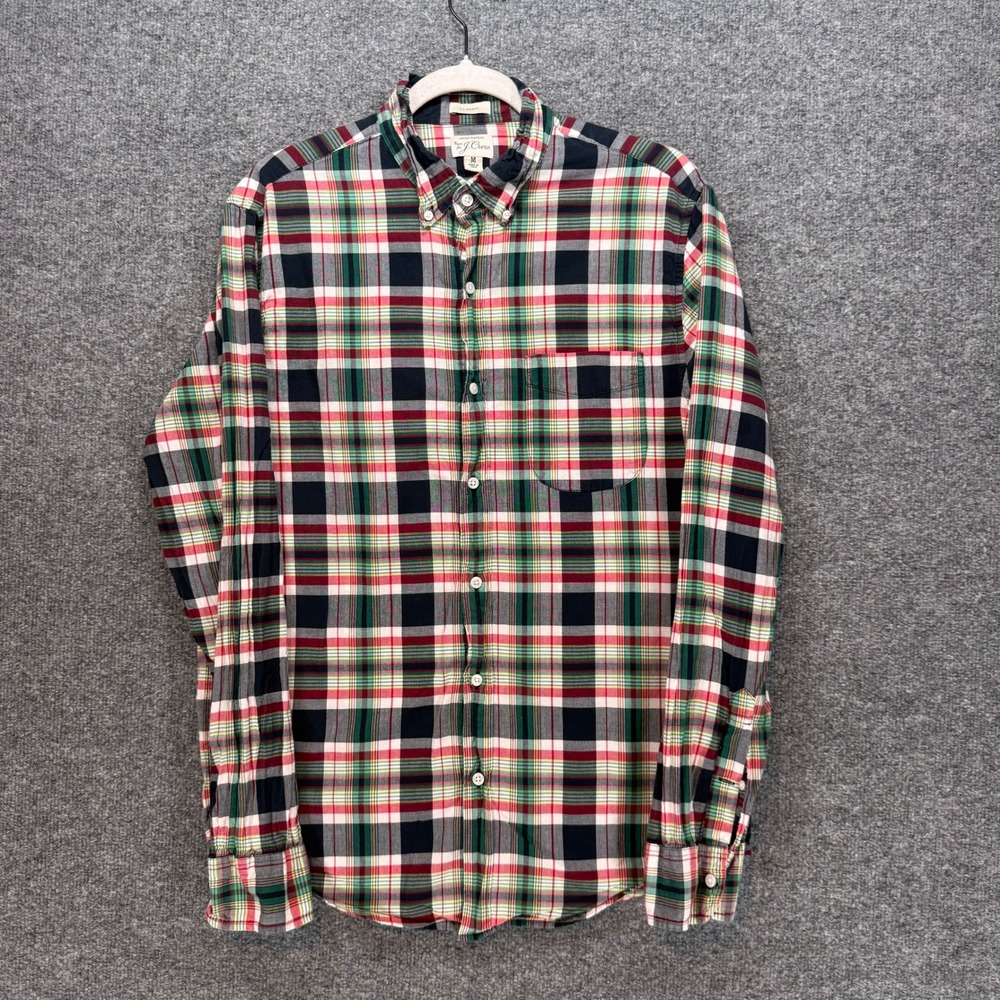 J.Crew Button Up Shirt Mens Medium Indian Madras Plaid Classic Fit Casual Preppy